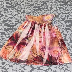 Multicolored animal print chiffon smocked dress